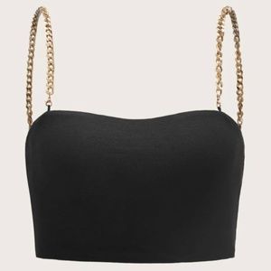 Black Crop Top with Gold Chain